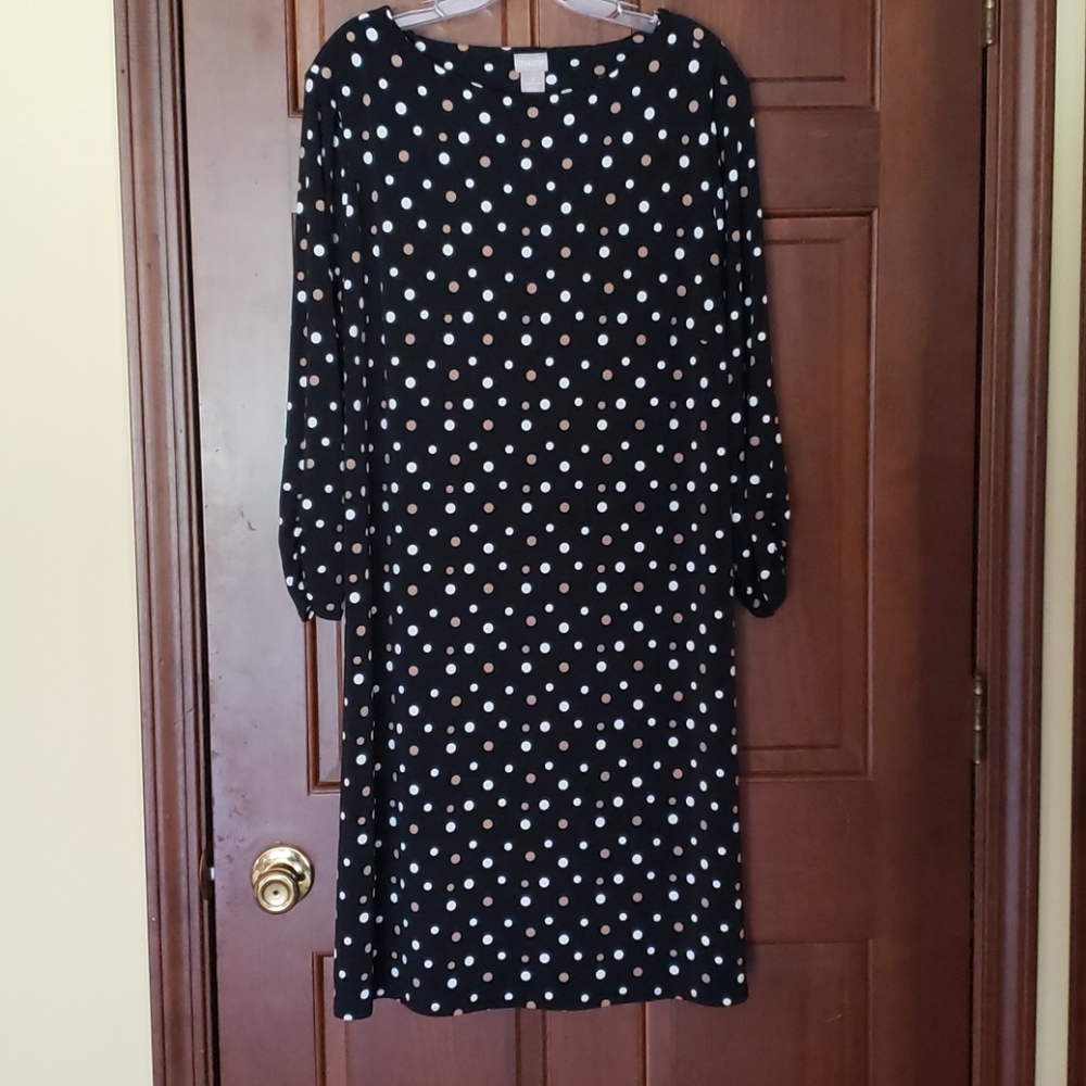 Chico black, tan, and white polka dot